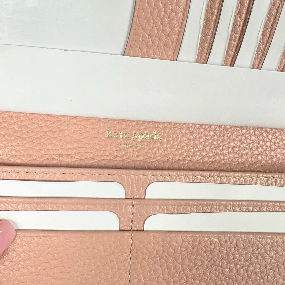 NWT Kate spade pink pebbled leather continental wallet